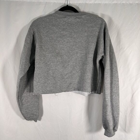 John Galt New York Sweater Women's Small Grey Cropped Long Sleeve Crew Neck - Picture 7 of 7